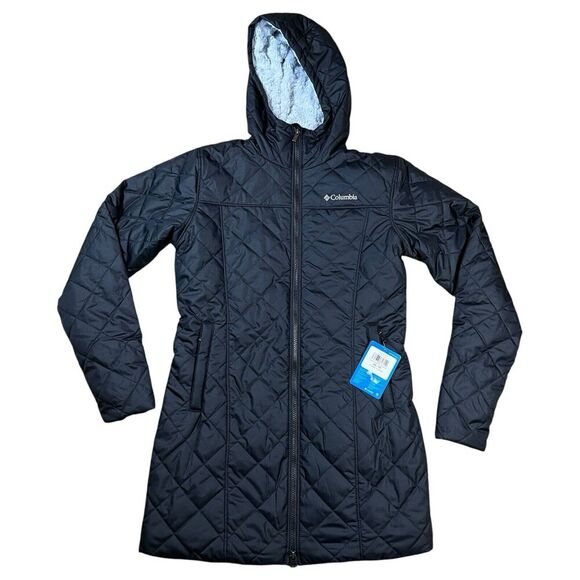 Columbia Copper Crest Long Quilted Puffer Jacket Heavy Black Hooded Size X Small - Picture 1 of 8